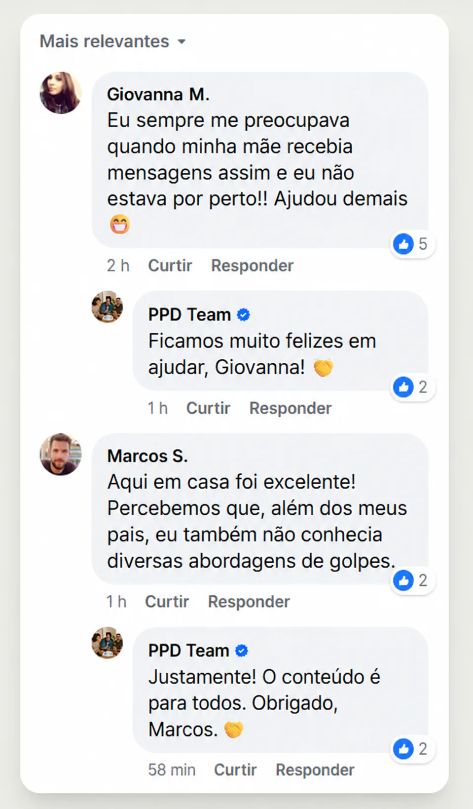 Captura de tela de depoimento publicado no Facebook